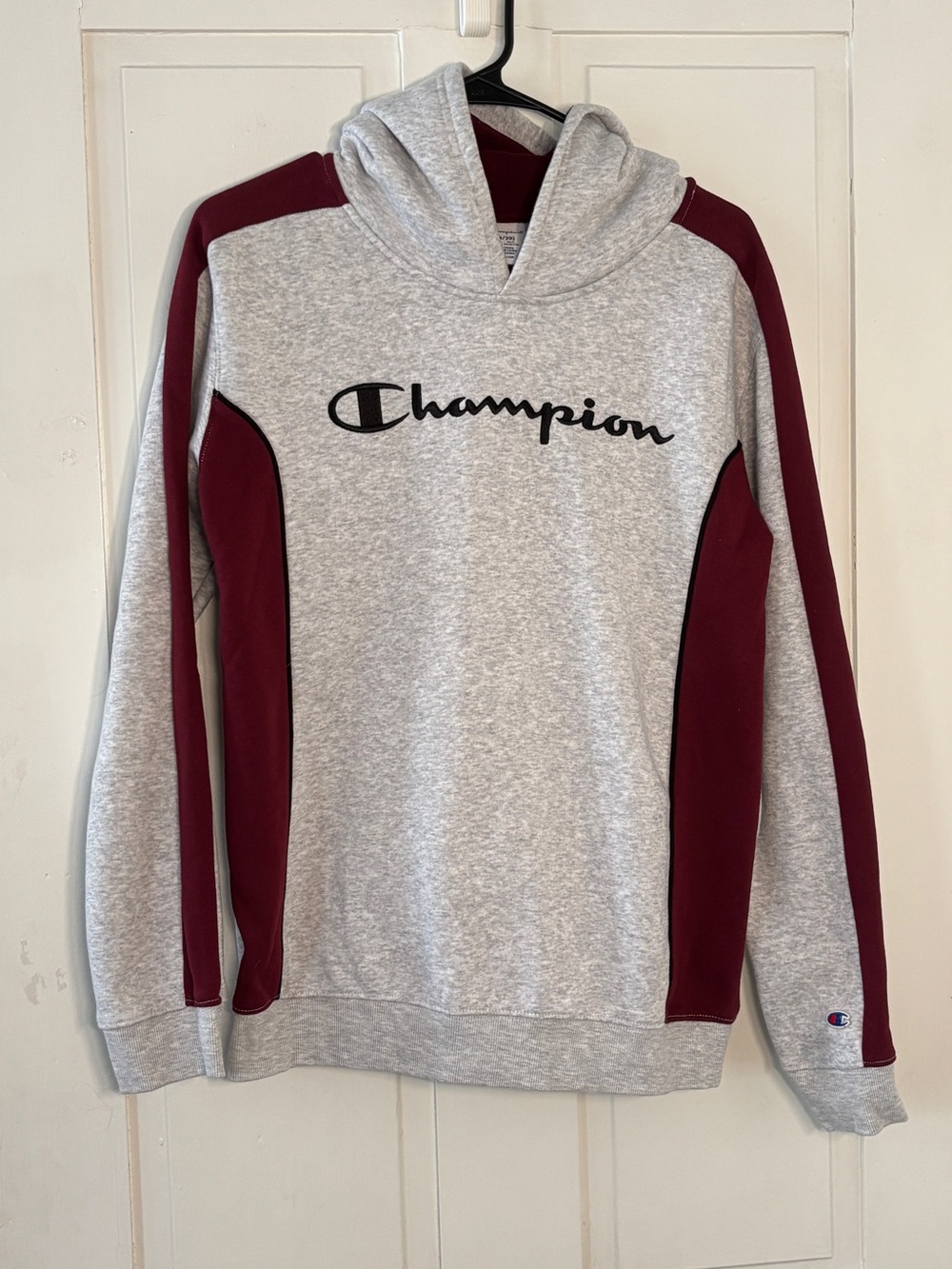 Champion Boys Gray & Maroon Crewneck Hoodie Youth XL